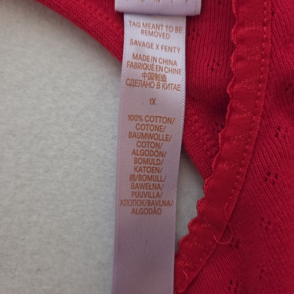 Savage X Fenty Red Long Sleeve Crop Top Open Back 1x - Picture 8 of 8